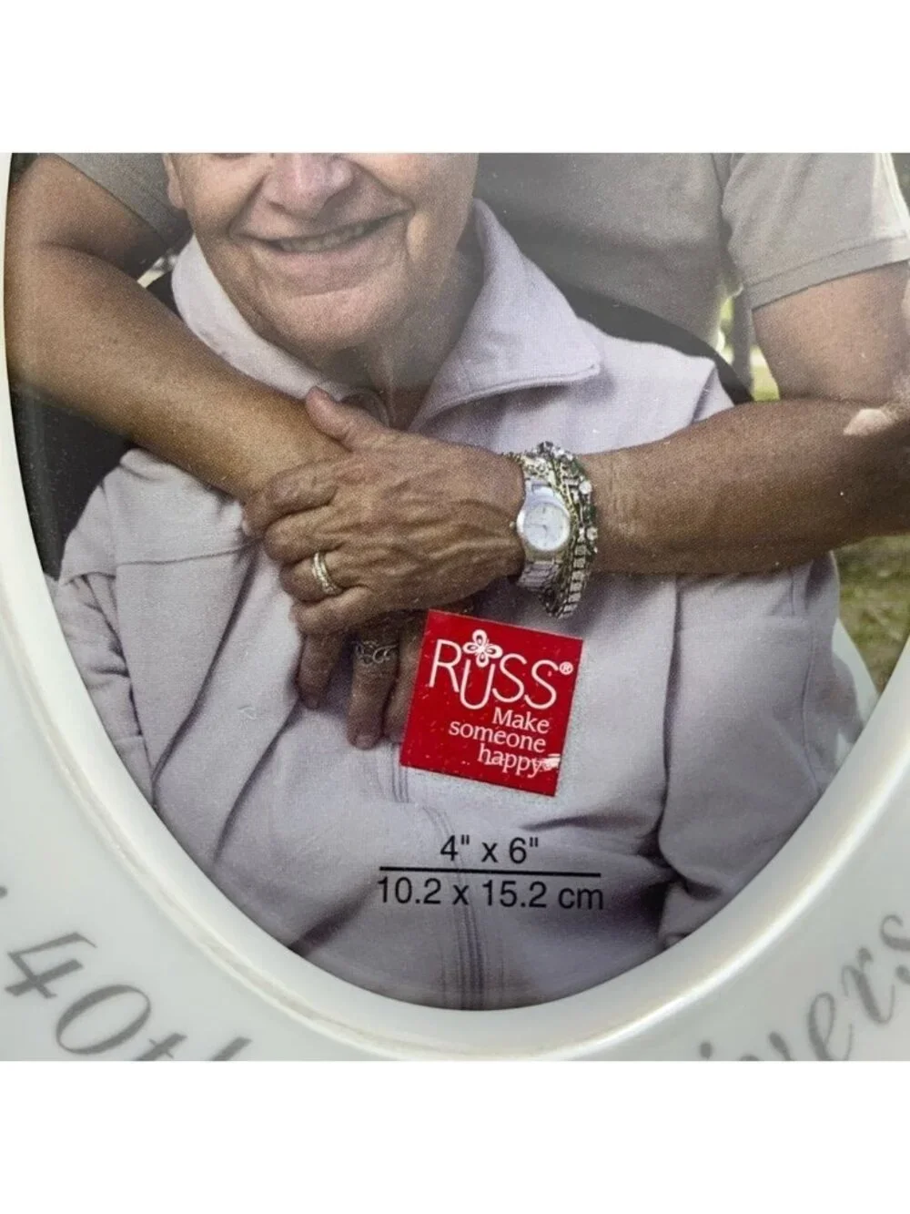 Photo Frame 40Th Anniversary Porcelain Holds 2 Photos Now and Then Keepsake Gift